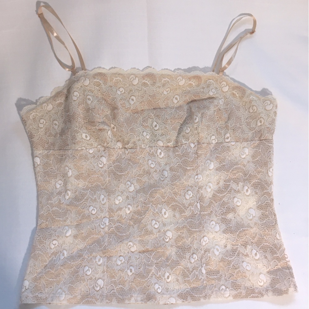 Y2K Vintage Floral Lace‎ Milkmaid Cropped Cami Top